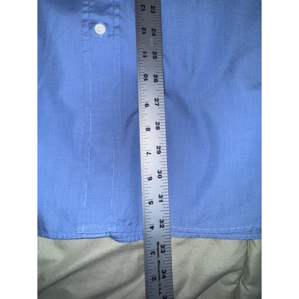 Paul Stuart Mens Shirt 15 1/2 36 M Solid Blue White Collar French Cuff Button Up - Picture 11 of 11